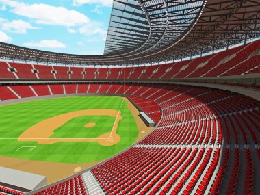 Beyzbol Stadyumu kırmızı koltuklar ve VIP kutuları 3D render