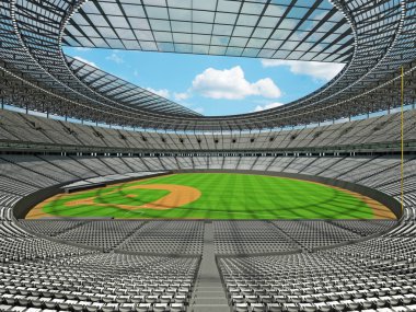 Beyzbol Stadyumu beyaz koltuklar ve VIP kutuları 3D render
