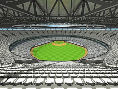 Beyzbol Stadyumu beyaz koltuklar ve VIP kutuları 3D render
