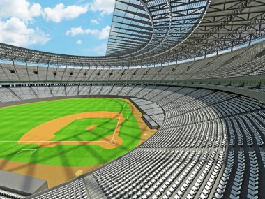 Beyzbol Stadyumu beyaz koltuklar ve VIP kutuları 3D render