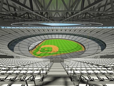 Beyzbol Stadyumu beyaz koltuklar ve VIP kutuları 3D render