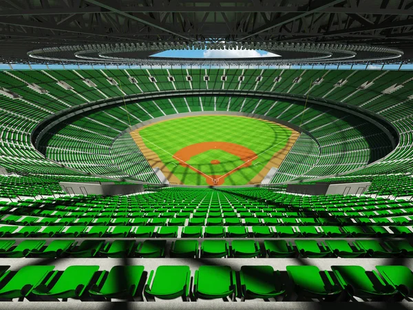 3D render baseball stadion med gröna säten och VIP-boxar — Stockfoto