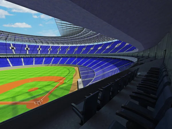 3D render baseball stadion med blå säten och VIP-boxar — Stockfoto