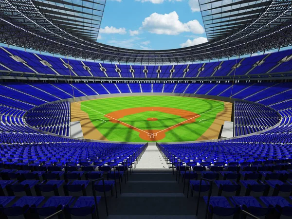 3D render baseball stadion med blå säten och VIP-boxar — Stockfoto