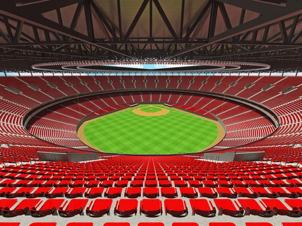 3D-візуалізація бейсбольного стадіону з червоними сидіннями та VIP коробками — стокове фото