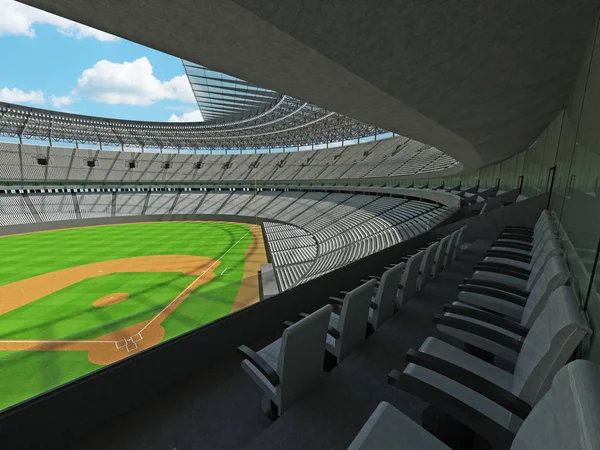 3D render of baseball stadium with white seats and VIP boxes — Stock Photo, Image