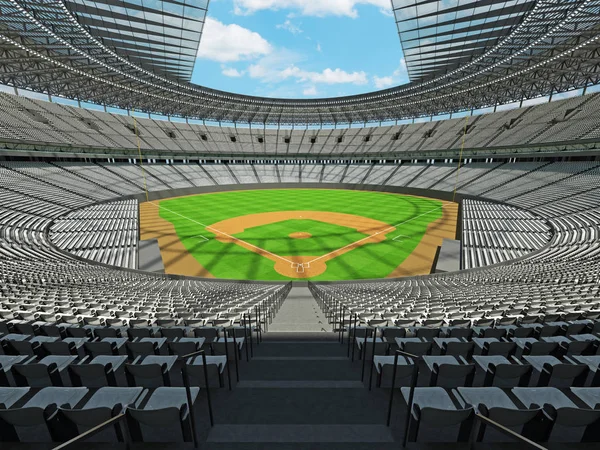 3D render baseball stadion med vita säten och VIP-boxar — Stockfoto