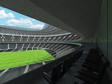 yuvarlak bir futbol - Futbol Stadyumu siyah koltuk ile 3D render