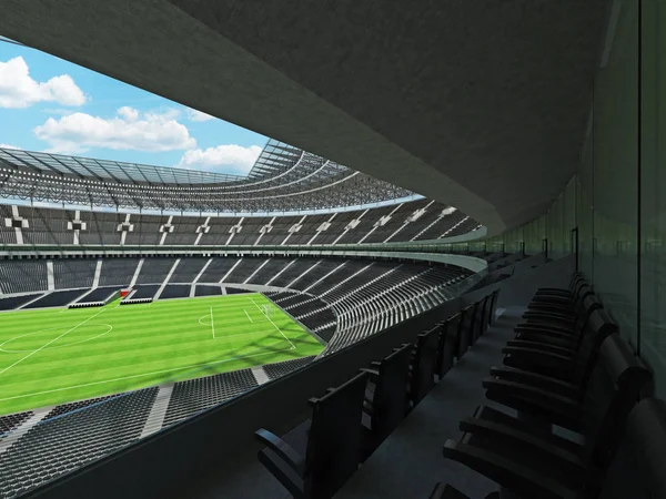 yuvarlak bir futbol - Futbol Stadyumu siyah koltuk ile 3D render