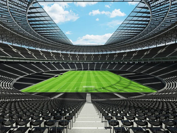 3D render of a round football -  soccer stadium with  black seat
