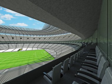 yuvarlak bir futbol - Futbol Stadyumu beyaz koltuklar ile 3D render