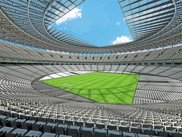 3D render van een ronde voetbal - voetbalstadion met witte zitplaatsen — Stockfoto