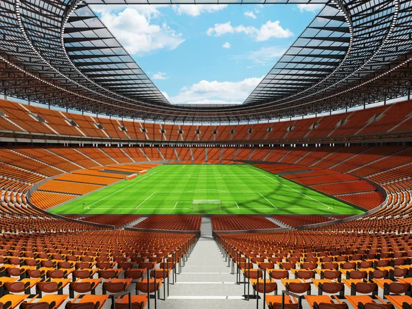 3D render of a round football -  soccer stadium with  orange seats