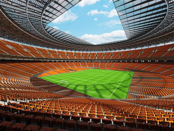 3D render of a round football -  soccer stadium with  orange seats — Stock Photo, Image