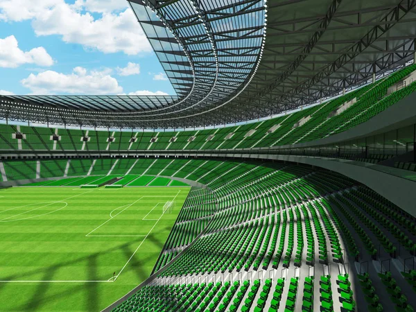 Rendu 3D d'un stade de football rond - stade de football avec des sièges verts — Photo