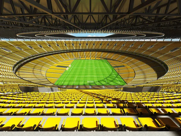 3D render of a round football -  soccer stadium with  yellow sea