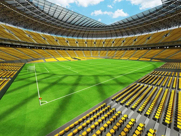 3D-gengivelse af en rund fodbold - fodboldstadion med gult hav - Stock-foto