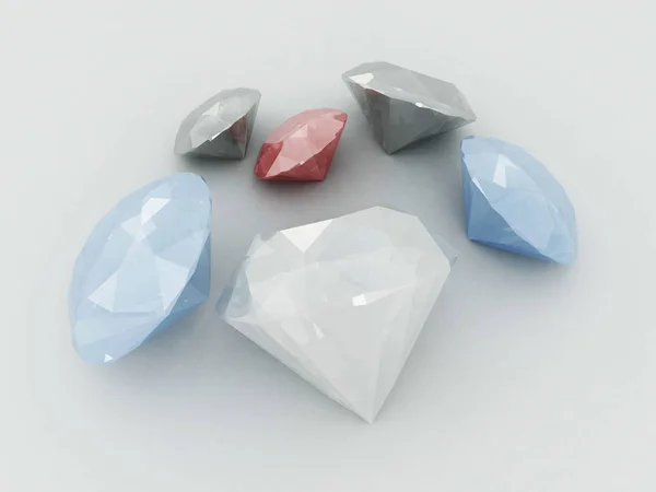 3D render of a cluster of gems rubies on a white background — Stock Photo, Image