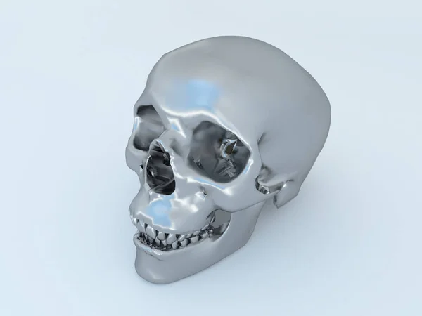Rendering 3D di un teschio metallico — Foto Stock