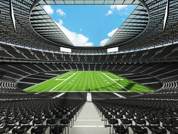 Beautiful modern american football stadium with black seats for hundred thousand fans — Stock Photo, Image