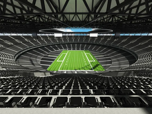 Belo estádio de futebol americano moderno com assentos pretos para centenas de milhares de fãs — Fotografia de Stock