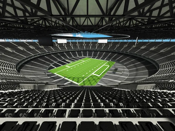 Hermoso estadio de fútbol americano moderno con asientos negros para cientos de miles de fans —  Fotos de Stock