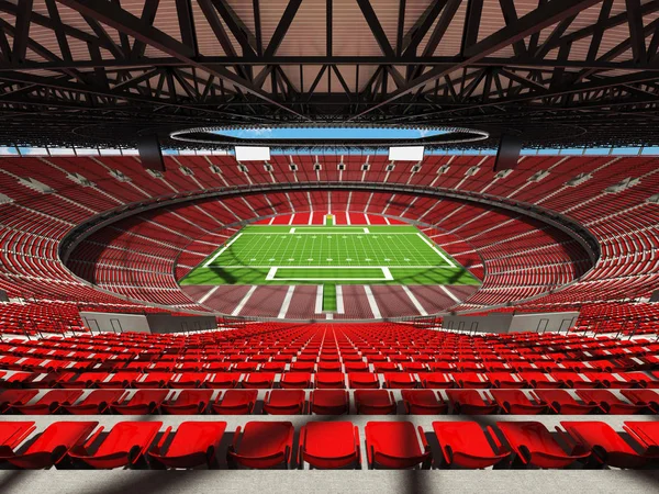 Beautiful modern american football stadium with red seats for hundred thousand fans