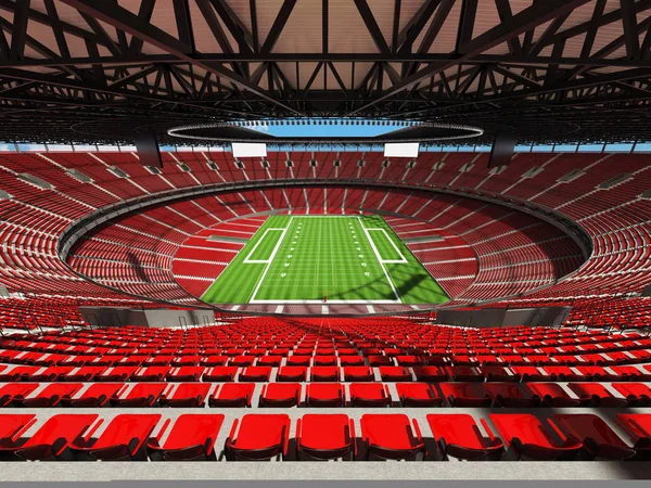 Beautiful modern american football stadium with red seats for hundred thousand fans