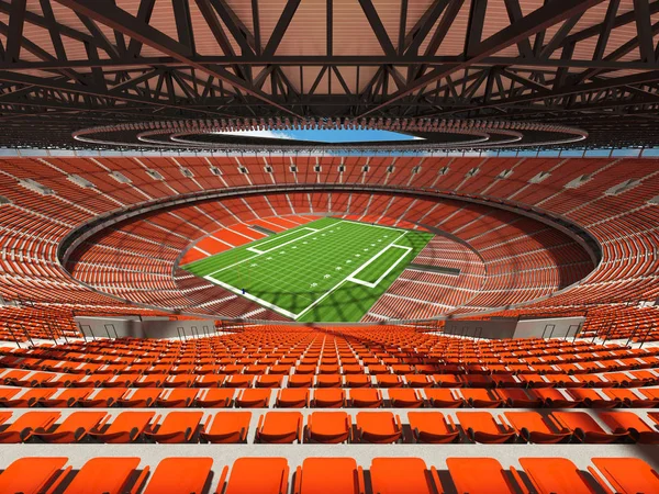 Krásné moderní americký fotbalový stadion s oranžovými sedadly pro sto tisíc fanoušků — Stock fotografie