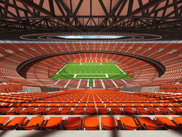 Hermoso estadio de fútbol americano moderno con asientos naranjas para cientos de miles de fans —  Fotos de Stock