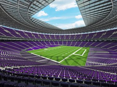 Güzel modern Amerikan Futbol Stadyumu ile yüz bin hayranları için mor koltuk