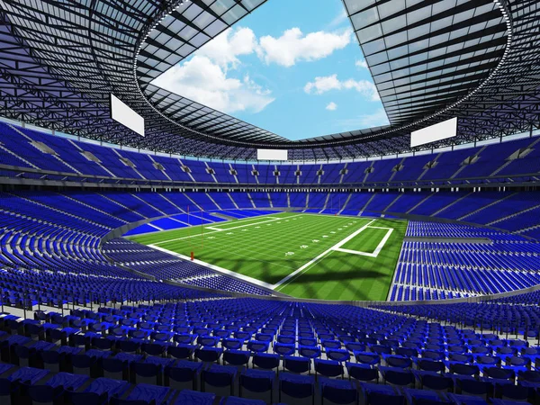 Stadion piękny nowoczesny futbolu amerykańskiego z niebieski miejsc dla tysięcy fanów — Zdjęcie stockowe