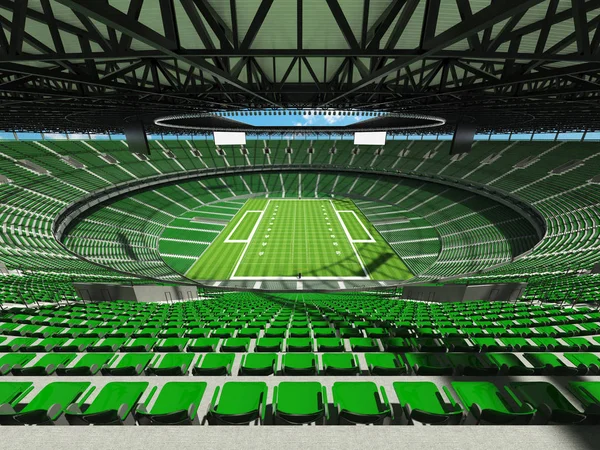 Beautiful modern american football stadium with green seats for hundred thousand fans — Stock Photo, Image