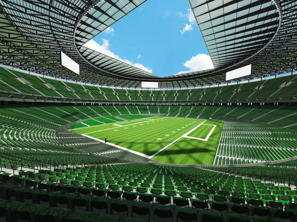 Schönes modernes amerikanisches Fußballstadion mit grünen Sitzen für hunderttausend Fans — Stockfoto
