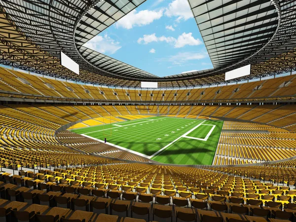 Schönes modernes amerikanisches Fußballstadion mit gelben Sitzen für hunderttausend Fans lizenzfreie Stockbilder