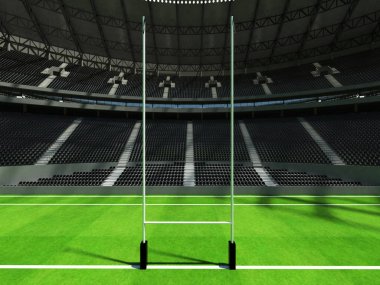 VIP kutuları ile yüz bin hayranları için siyah sandalyeyle yuvarlak rugby stadyum