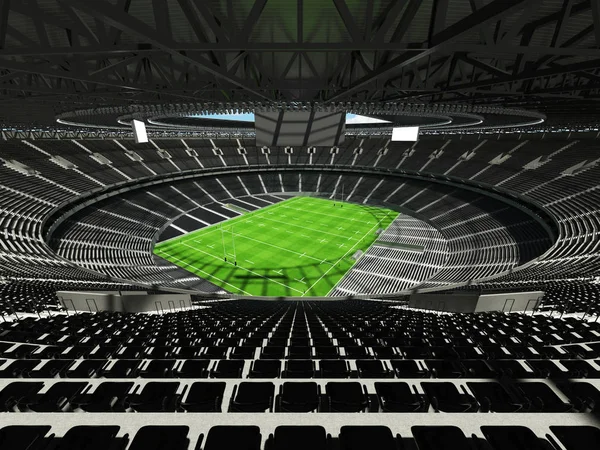 Stadio di rugby rotondo con posti neri per centomila tifosi con scatole VIP — Foto Stock