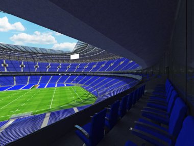 Yuvarlak rugby stadyum ile yüz bin hayranları ile VIP kutuları için mavi koltuk