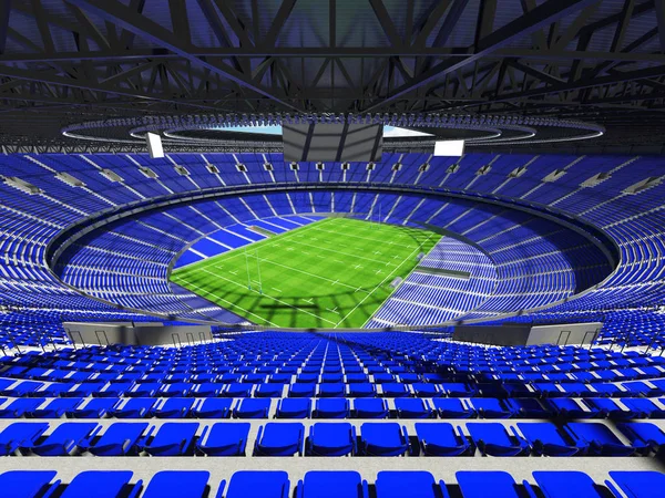 Stadio di rugby rotondo con posti blu per centomila tifosi con scatole VIP — Foto Stock