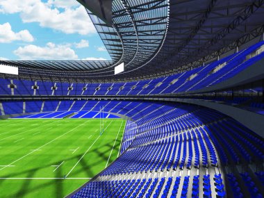 Yuvarlak rugby stadyum ile yüz bin hayranları ile VIP kutuları için mavi koltuk