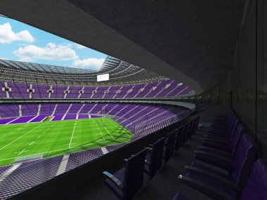 Yuvarlak rugby stadyum ile yüz bin hayranları ile VIP kutuları için mor koltuk