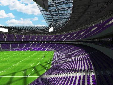 Yuvarlak rugby stadyum ile yüz bin hayranları ile VIP kutuları için mor koltuk