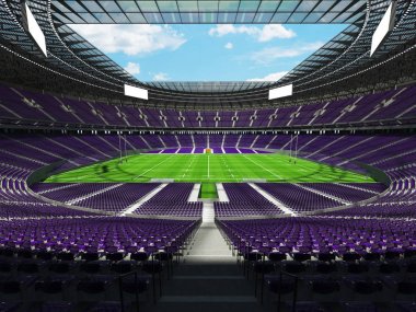 Yuvarlak rugby stadyum ile yüz bin hayranları ile VIP kutuları için mor koltuk