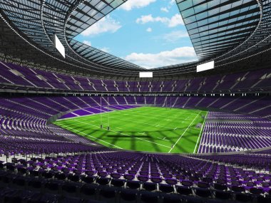 Yuvarlak rugby stadyum ile yüz bin hayranları ile VIP kutuları için mor koltuk