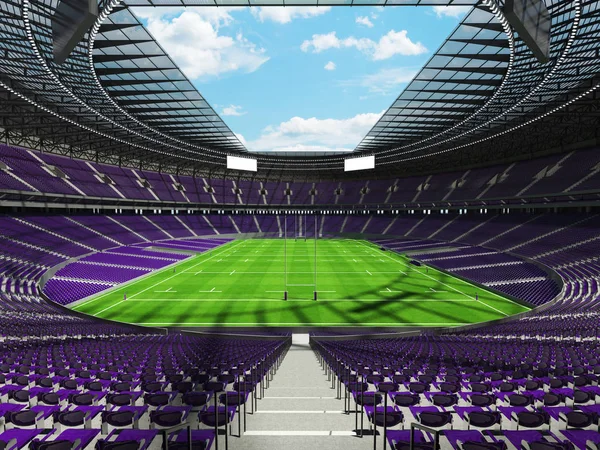 Ronde rugbystadion met paarse stoelen voor honderdduizend fans met VIP-dozen — Stockfoto
