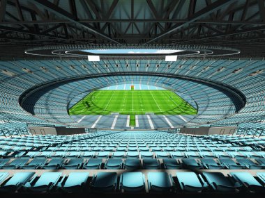 Güzel modern yuvarlak rugby stadyum ile gökyüzü mavi sandalye ve VIP kutuları yüz bin hayranları için