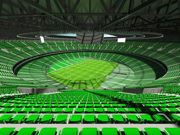 Stadio di rugby rotondo con sedili verdi e scatole VIP per centomila tifosi — Foto Stock