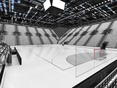Hentbol beyaz koltuklar ve on bin hayranları için VIP kutuları için modern spor arena