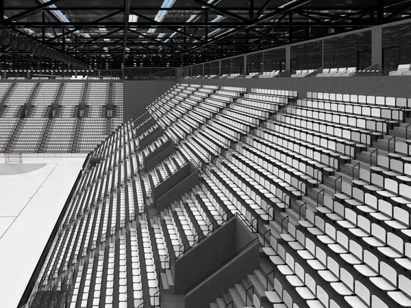Moderne Topsporthal voor handbal met witte zitplaatsen en VIP-vakken voor tien duizend fans — Stockfoto