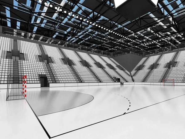 Moderna arena sportiva per pallamano con sedili bianchi e scatole VIP per diecimila tifosi — Foto Stock